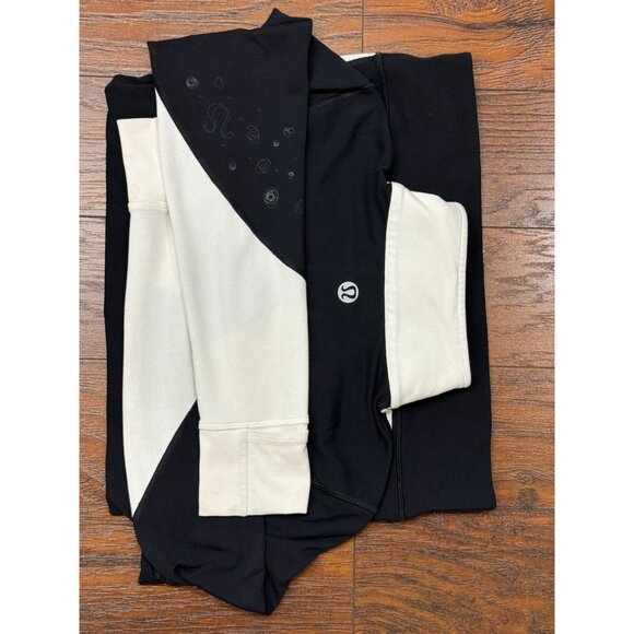 Lululemon Black White Half-Zip Pullover Womens Track Stretch Athletic Pockets - Picture 4 of 12